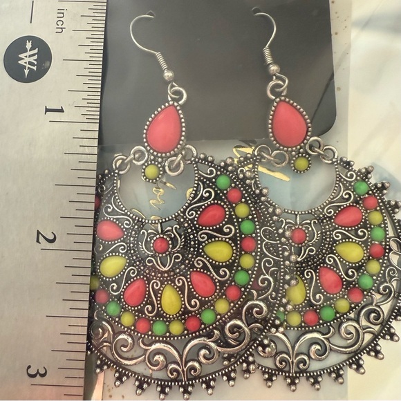 Paparazzi Laguna Leisure Multi Earrings~Neon Pink, Yellow & Green - Picture 5 of 6